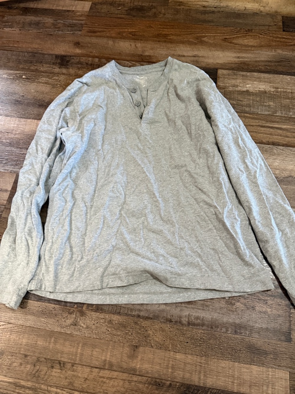 Old Navy Light Gray Long Sleeve Henley Shirt